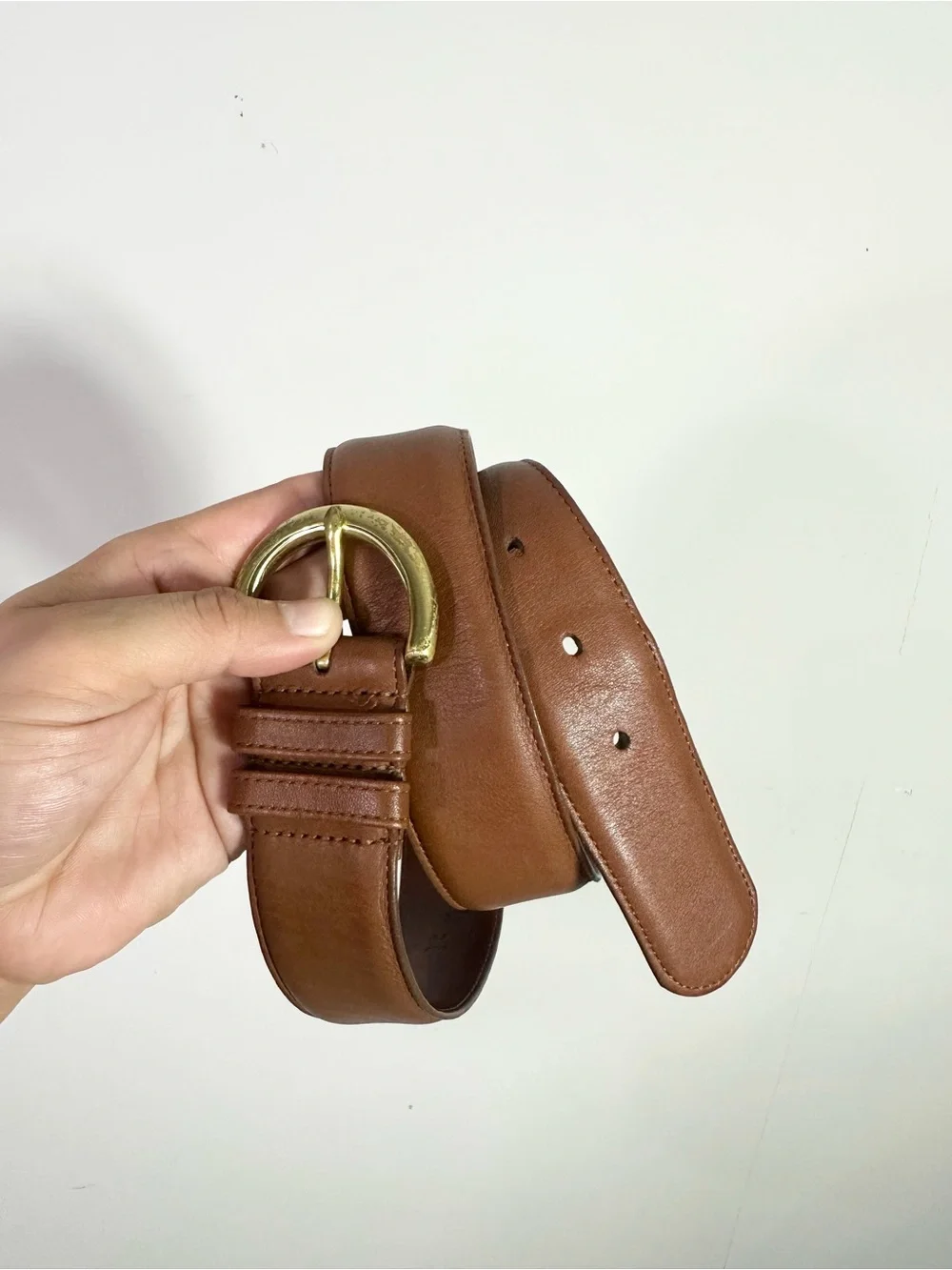 Coach Brown Leather Belt With Solid Brass Buckle